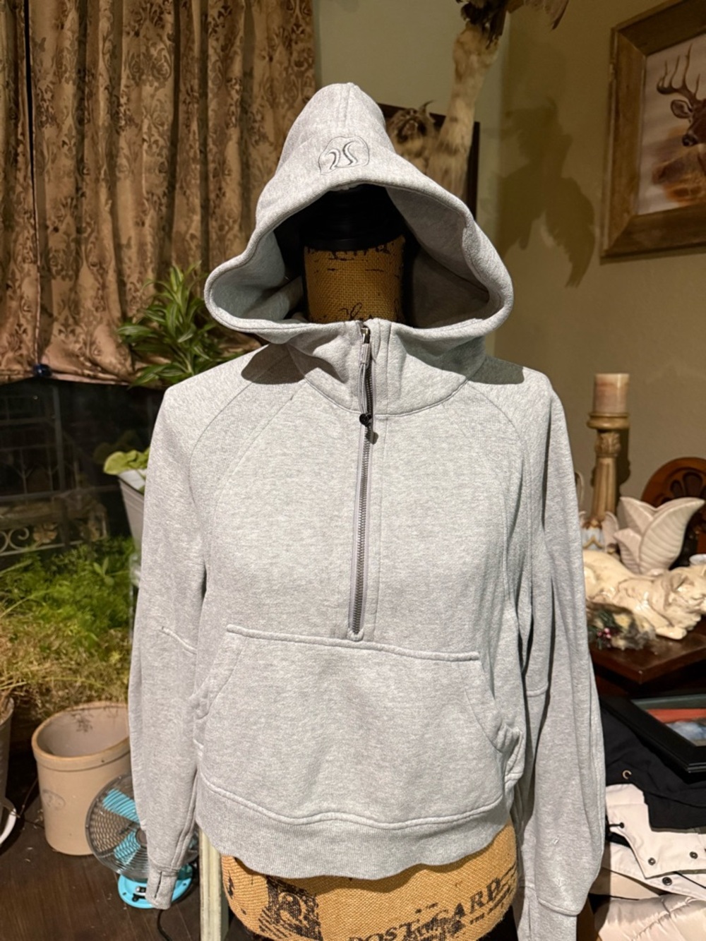 lululemon athletica Light Gray Half-Zip Scuba Hooded Jacket